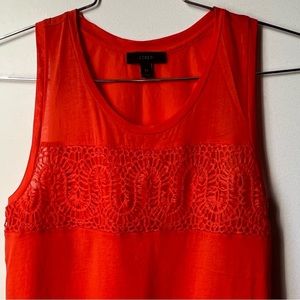 J. Crew orange embroidered lace cotton blend orange tank top XS